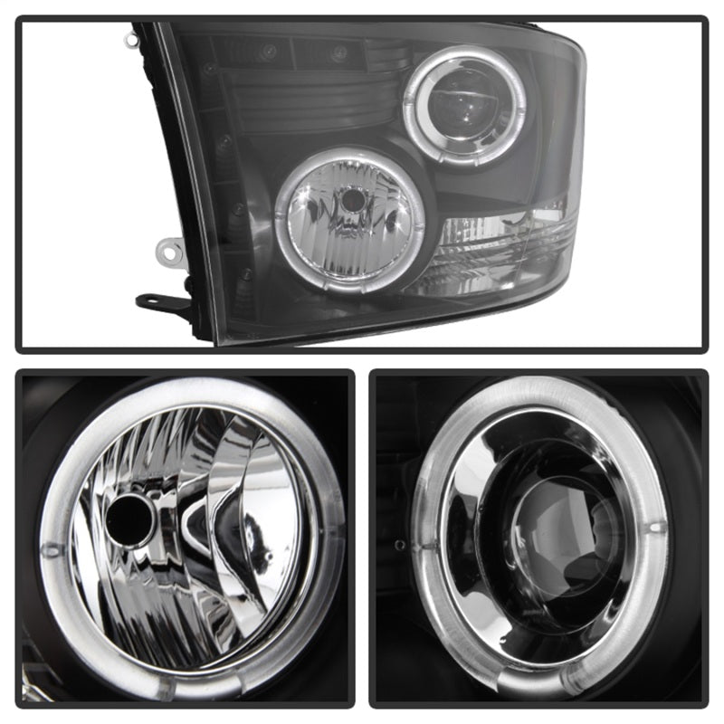 Spyder Dodge Ram 1500 09-14 10-14 Projector Headlights Halogen- LED Halo LED - Blk PRO-YD-DR09-HL-BK