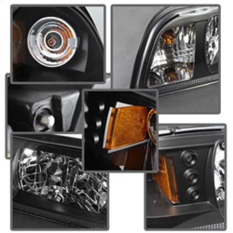 Spyder Ford Mustang 87-93 1PC LED (Replaceable LEDs)Crystal Headlights Black HD-YD-FM87-1PC-LED-BK