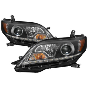 Spyder Toyota Sienna 2011-2014  Projector Headlights - DRL LED - Black PRO-YD-TSEN11-DRL-BK