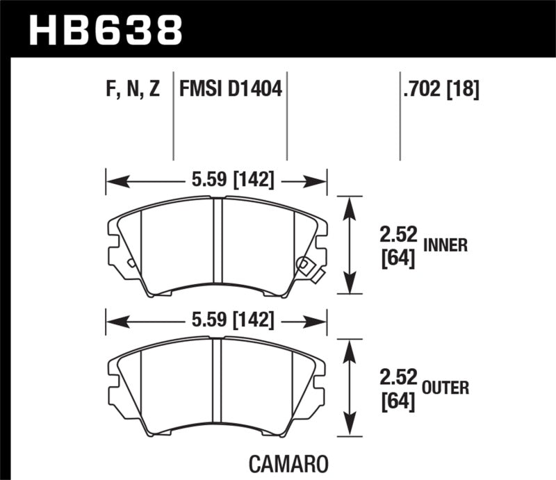 Hawk Camaro V6 Performace Ceramic Street Front Brake Pads