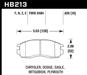 Hawk Chrysler / Dodge / Eagle / Mitsubishi / Plymouth Blue 9012 Race Front Brake Pads