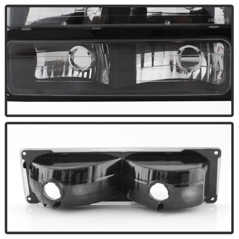 Xtune Chevy Suburban 94-98 Headlights w/ Corner & Parking Lights 8pcs Black HD-JH-CCK88-AM-BK-SET