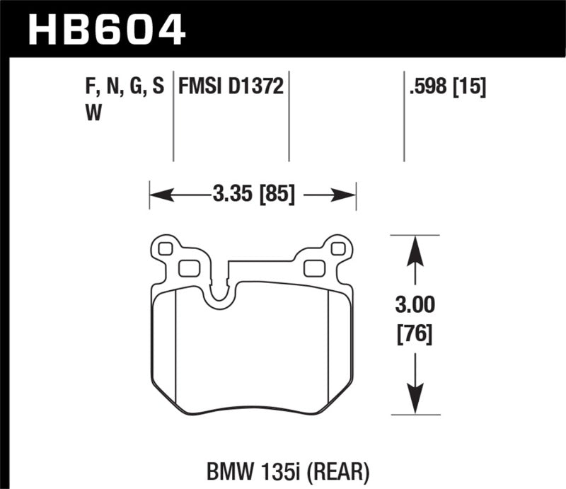 Hawk BMW 135i HP+ Street Rear Brake Pads