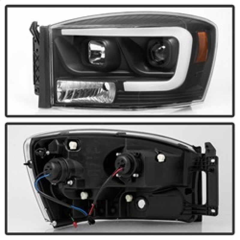 Spyder Dodge Ram 1500 06-08 V2 Projector Headlights - Light Bar DRL - Black (PRO-YD-DR06V2-LB-BK)