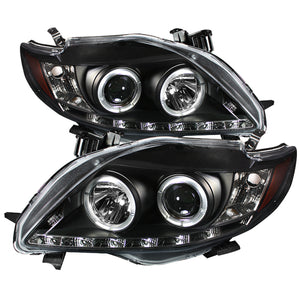 Spyder Toyota Corolla 09-10 Projector Headlights LED Halo DRL Blk High H1 Low H1 PRO-YD-TC09-DRL-BK