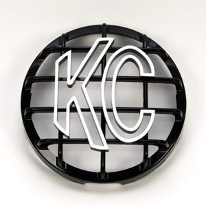 KC HiLiTES 6in. Round ABS Stone Guard for SlimLite/Daylighter Lights (Single) - Black/White KC Logo