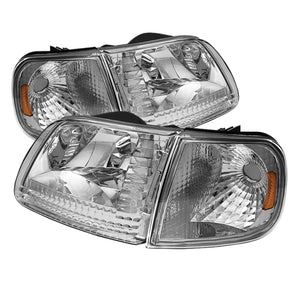 Xtune Ford F150 97-03 / Expedition 97-02 Crystal Headlights w/Corner Chrome HD-JH-FF15097-SET-AM-C