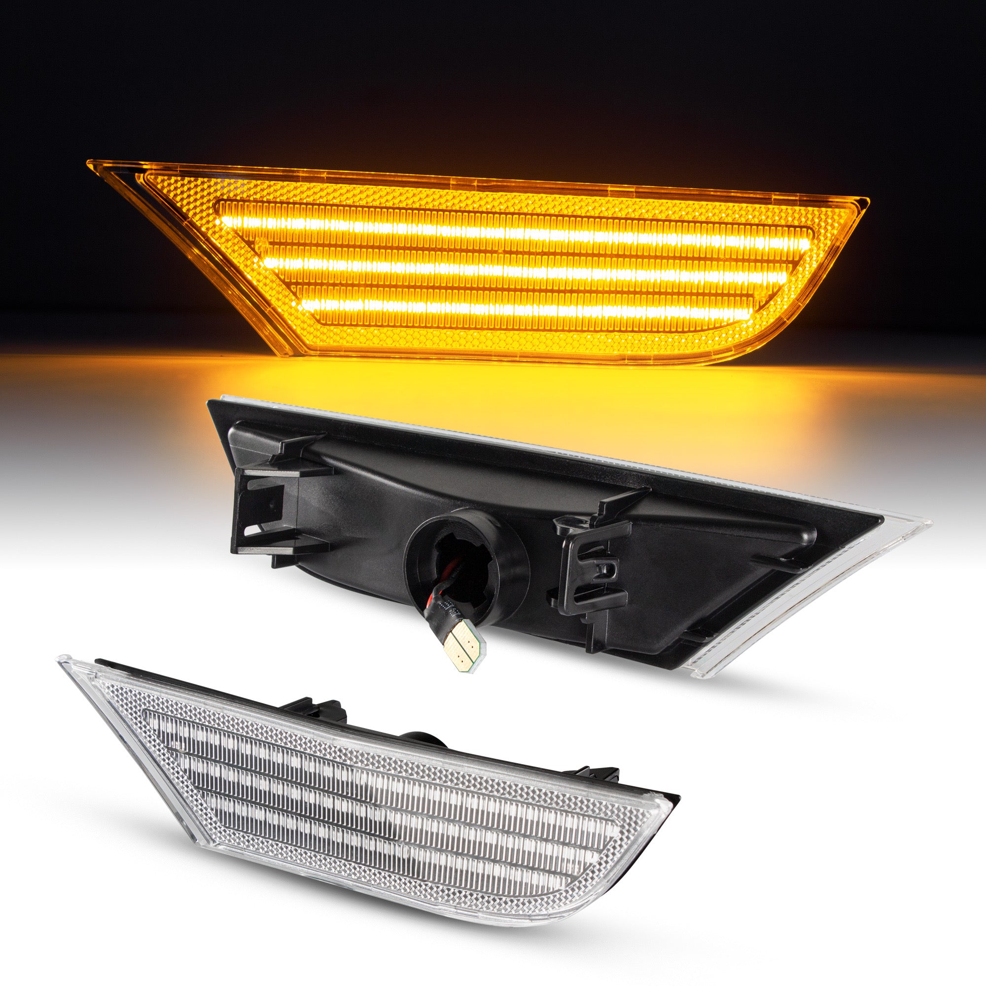 Full LED Side Marker Lights For Honda Odyssey 2018-2022 – White & Amber, Clear Lens