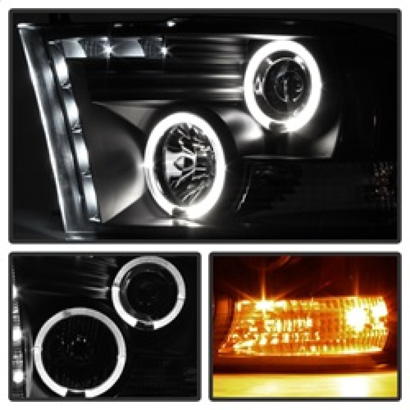 Spyder Dodge Ram 1500 09-14 10-14 Projector Headlights Halogen- LED Halo LED - Blk PRO-YD-DR09-HL-BK