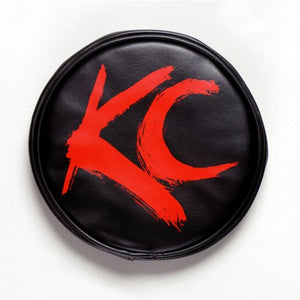 KC HiLiTES 6in. Round Soft Cover (Pair) - Black w/Red Brushed KC Logo