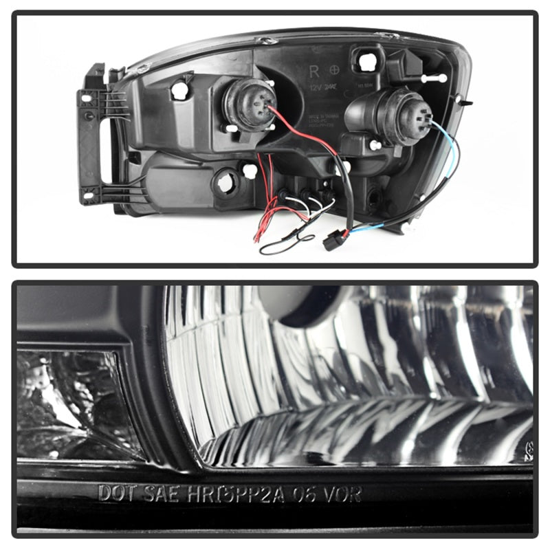 Spyder Dodge Ram 1500 06-08 06-09 Projector Headlights LED Halo LED Blk Smke PRO-YD-DR06-HL-BSM