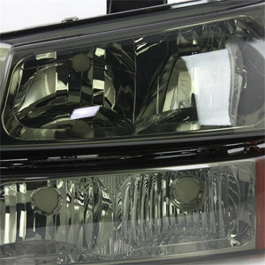 Xtune Chevy Silverado 2500HD 03-06 Crystal Headlights w/ Amber Lights Smoke HD-JH-CSIL03-AM-SM-SET