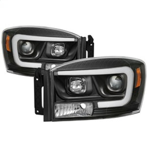 Spyder Dodge Ram 1500 06-08 V2 Projector Headlights - Light Bar DRL - Black (PRO-YD-DR06V2-LB-BK)