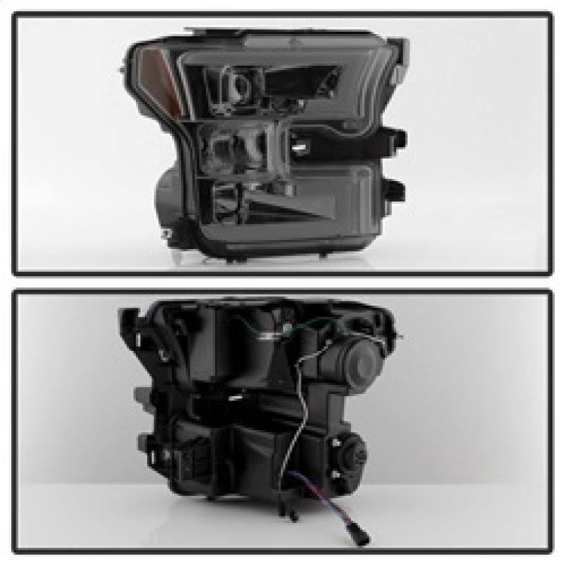 Spyder Ford F150 2015-2017 Projector Headlights - Light Bar DRL LED - Smoke PRO-YD-FF15015-LBDRL-SM