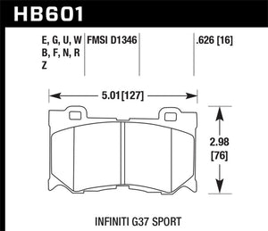 Hawk Infiniti G37 Sport Performance Ceramic Street Front Brake Pads
