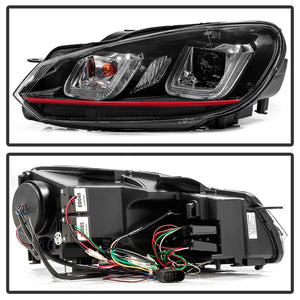 Spyder Volkswagen Golf / GTI 10-13 Version 3 Projector Headlights - Black PRO-YD-VG10V3R-DRL-BK