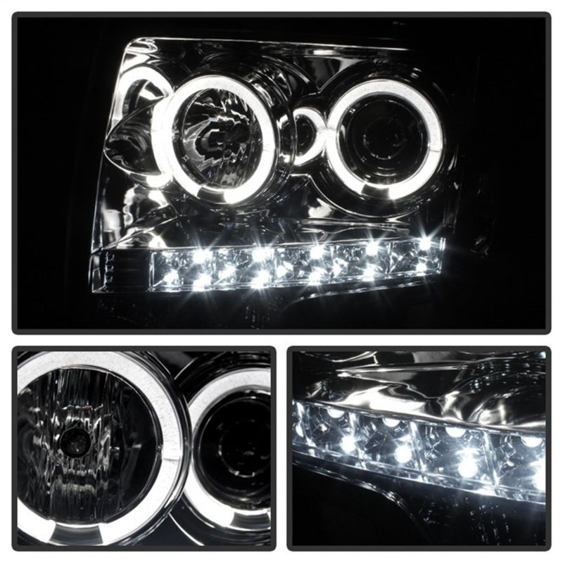 Spyder Ford F150 09-14 Projector Headlights Halogen Model- LED Halo LED Smke PRO-YD-FF15009-HL-SM